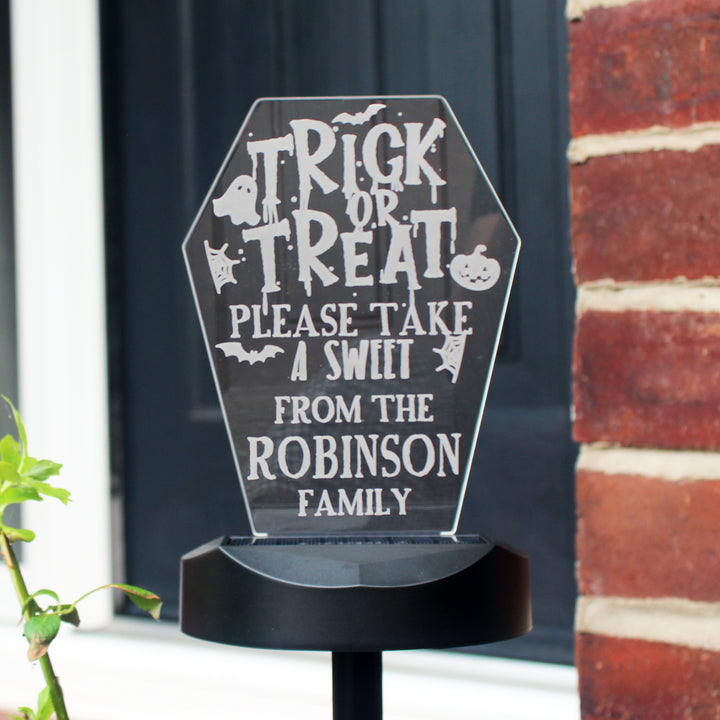 Personalised Trick or Treat Halloween Solar Light in gift category Personalised LED Lights & Candles