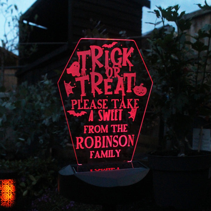 Personalised Trick or Treat Halloween Solar Light in gift category Personalised LED Lights & Candles