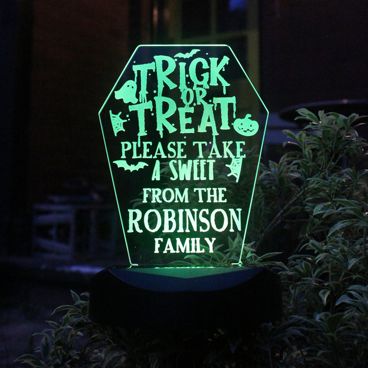 Personalised Trick or Treat Halloween Solar Light in gift category Personalised LED Lights & Candles