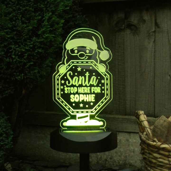 Personalised Santa Stop Here Sign Outdoor Solar Light in gift category Personalised LED Lights & Candles