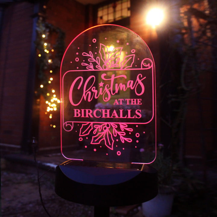 Buy Personalised Family Christmas Outdoor Solar Light available now at www.giftsfinder.co.uk