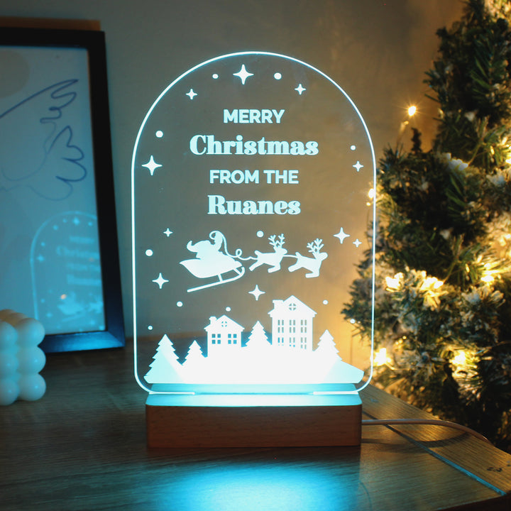 Personalised Christmas Wooden Based LED Light - part of the Gifts Finder Personalised LED Lights & Candles collection