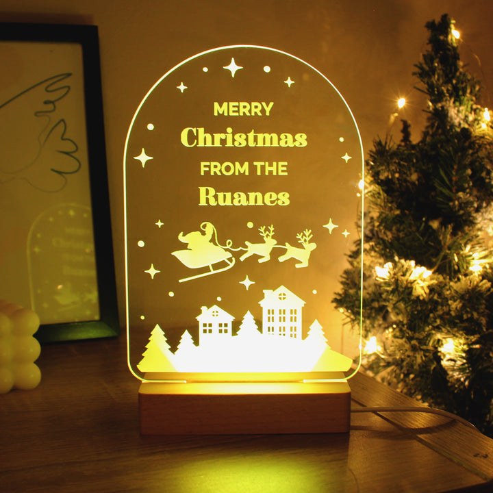 Personalised Christmas Wooden Based LED Light - part of the Gifts Finder Personalised LED Lights & Candles collection