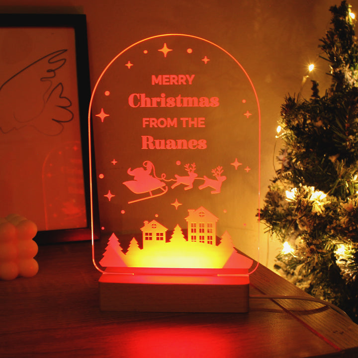 Personalised Christmas Wooden Based LED Light - part of the Gifts Finder Personalised LED Lights & Candles collection