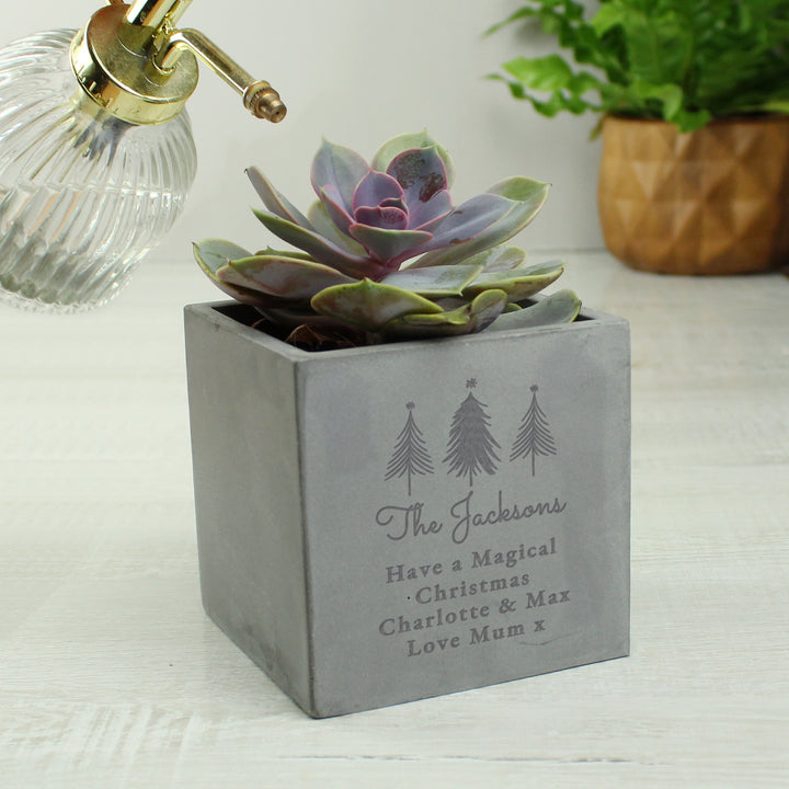 Buy Personalised Christmas Tree Concrete Planter available now at www.giftsfinder.co.uk