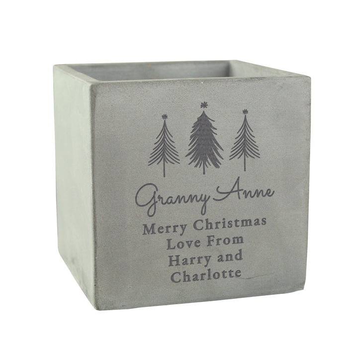 Buy Personalised Christmas Tree Concrete Planter available now at www.giftsfinder.co.uk