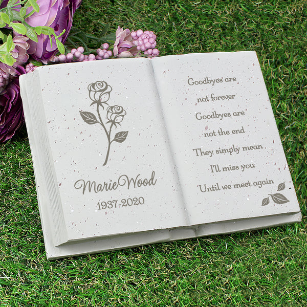 Buy Personalised Rose Memorial Book at www.giftsfinder.co.uk