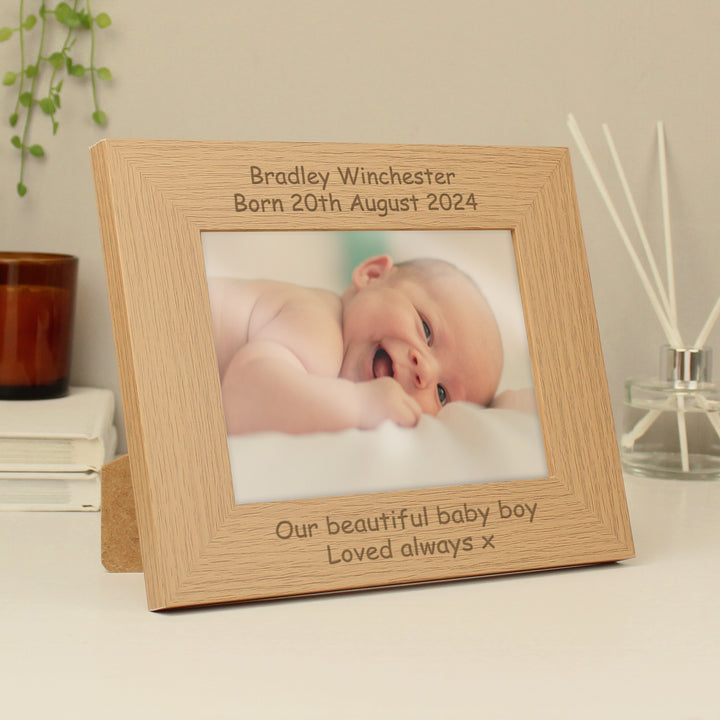 Personalised Landscape 7x5 Inch Landscape Wooden Photo Frame - part of the Personalised Photo Frames collection