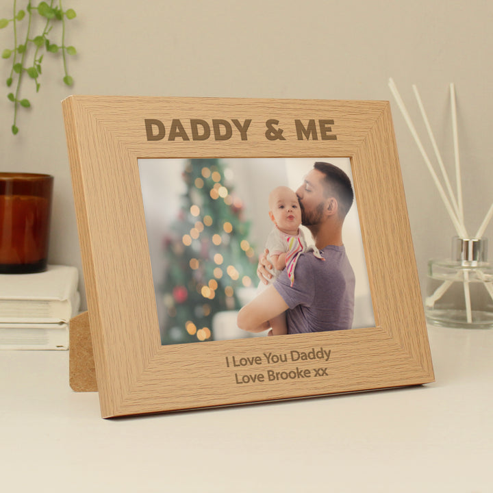 Buy Personalised Daddy & Me 5x7 Landscape Wooden Photo Frame available now at www.giftsfinder.co.uk