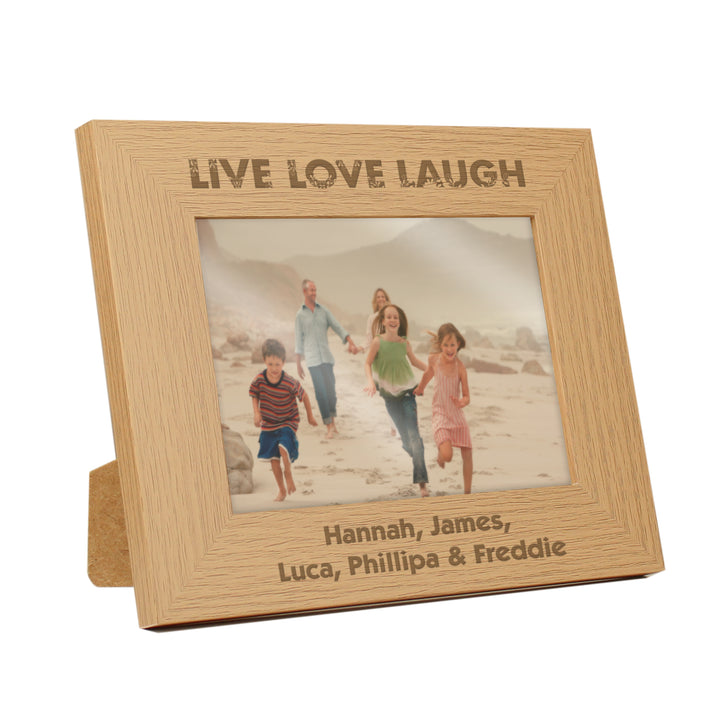 Personalised Live Love Laugh 7x5 Inch Landscape Wooden Photo Frame - part of the Gifts Finder Personalised Photo Frames collection