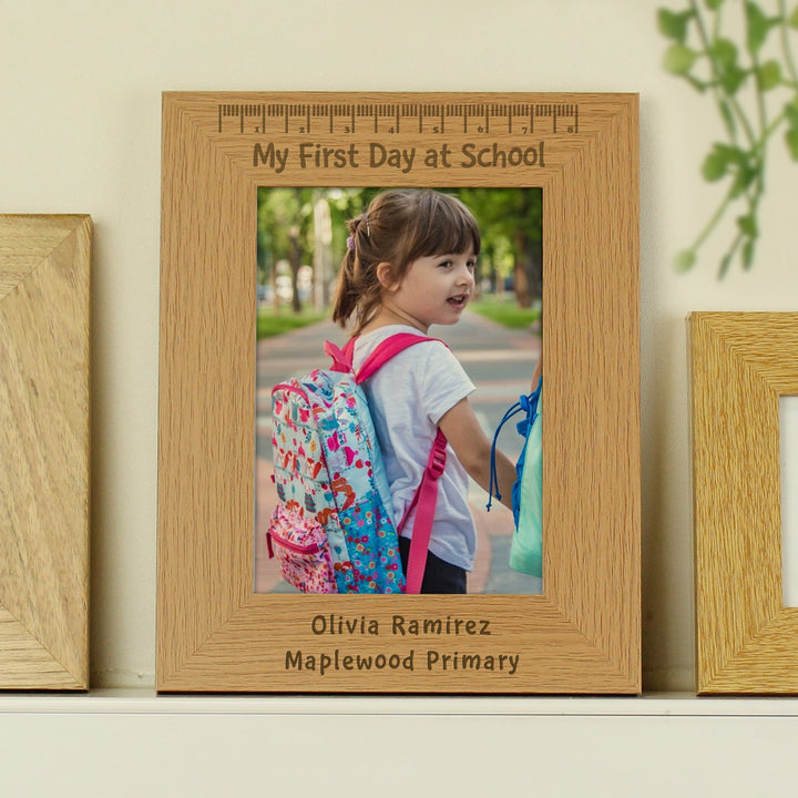 Personalised My First Day At School 5x7 Inch Wooden Photo Frame - part of the Gifts Finder Personalised Photo Frames collection