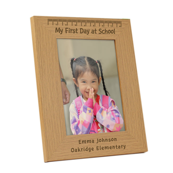 Personalised My First Day At School 5x7 Inch Wooden Photo Frame - part of the Gifts Finder Personalised Photo Frames collection