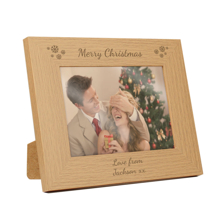 Personalised Snowflake 5x7 Landscape Wooden Photo Frame in gift category Photo Frames, Albums and Guestbooks