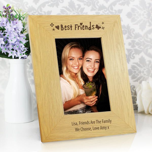 Buy Personalised Oak Finish 4x6 Best Friends Photo Frame at www.giftsfinder.co.uk