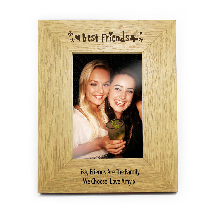 Buy Personalised Oak Finish 4x6 Best Friends Photo Frame at www.giftsfinder.co.uk