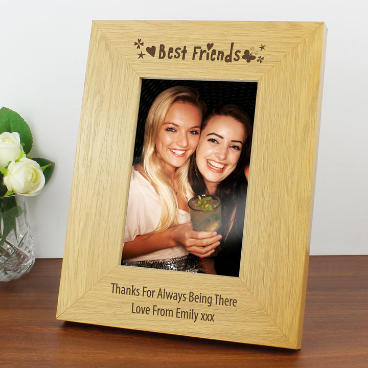 Buy Personalised Oak Finish 6x4 Best Friends Photo Frame at www.giftsfinder.co.uk