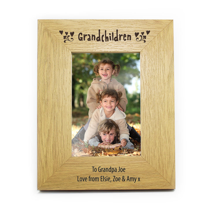 Buy Personalised Oak Finish 6x4 Grandchildren Photo Frame at www.giftsfinder.co.uk