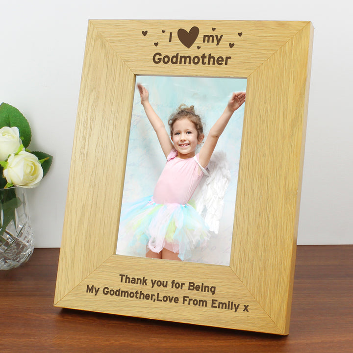 Buy Personalised Oak Finish 6x4 I Heart My Photo Frame at www.giftsfinder.co.uk