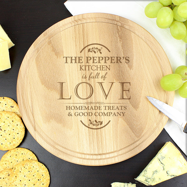 Buy Personalised Full of Love Large Round Chopping Board available now at www.giftsfinder.co.uk