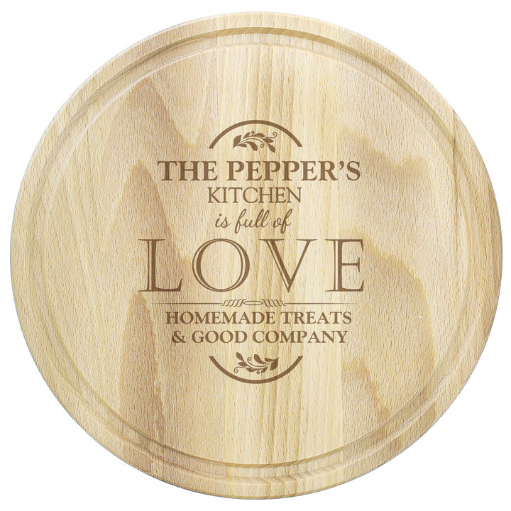 Personalised Full Of Love Large Round Chopping Board - part of the Gifts Finder Personalised Chopping Boards collection