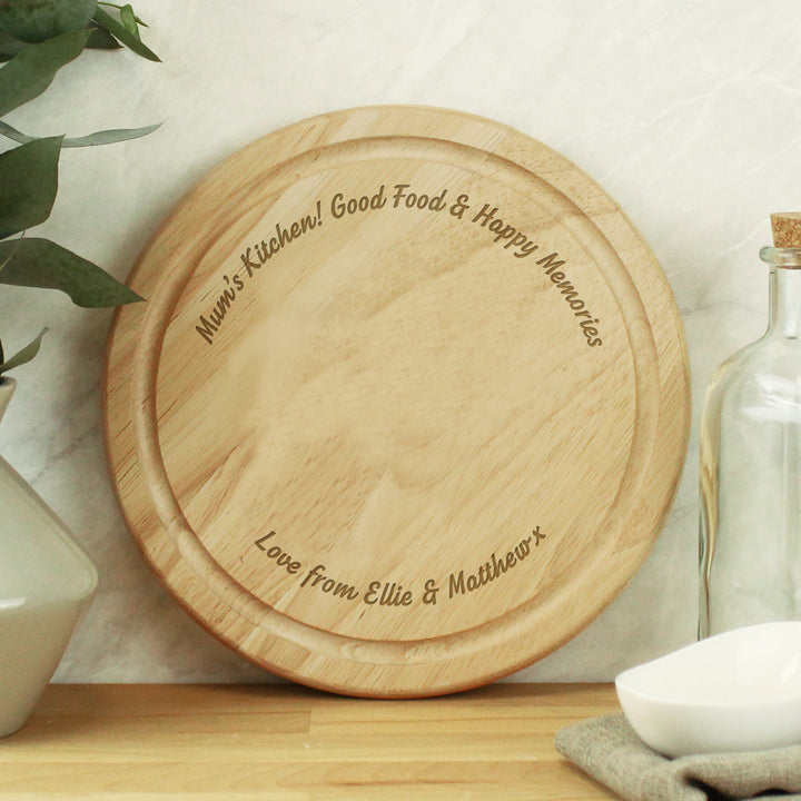 Buy Personalised Plain Round Chopping Board at www.giftsfinder.co.uk