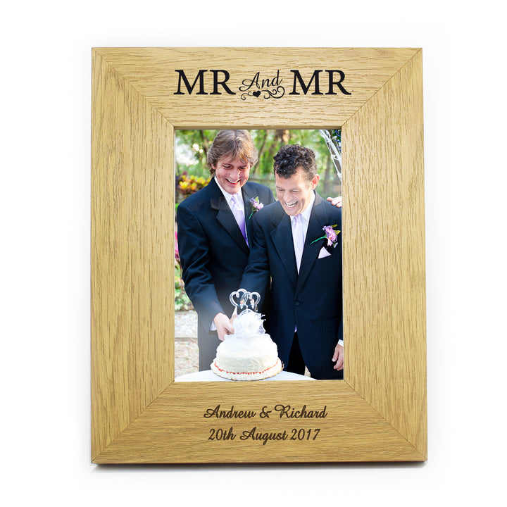 Buy Personalised Oak Finish 4x6 Mr & Mr Photo Frame at www.giftsfinder.co.uk