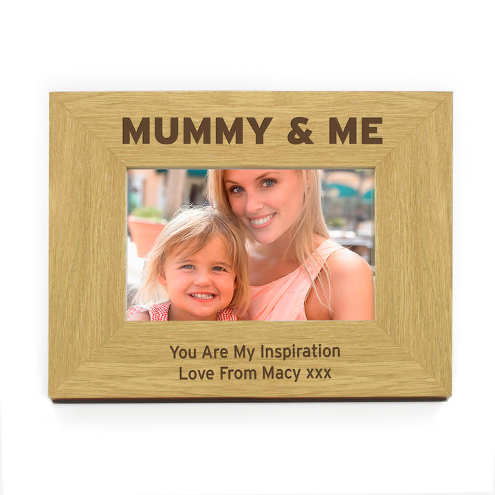 Personalised Oak Finish 6x4 Inch Mummy & Me Photo Frame - part of the Gifts Finder Personalised Photo Frames collection