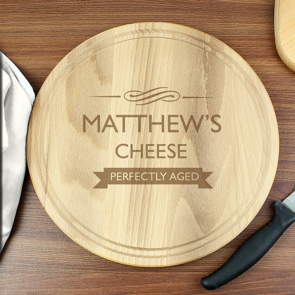 Buy Personalised Perfectly Aged Round Chopping Board at www.giftsfinder.co.uk