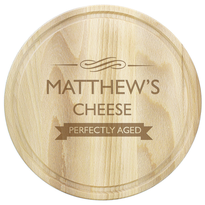 Buy Personalised Perfectly Aged Round Chopping Board at www.giftsfinder.co.uk