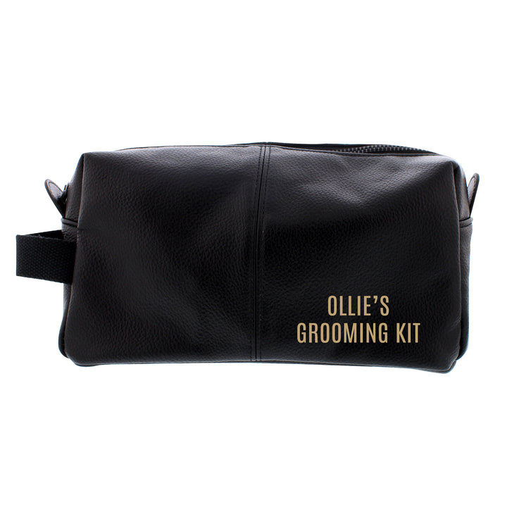 Buy Personalised Luxury Black leatherette Wash Bag at www.giftsfinder.co.uk