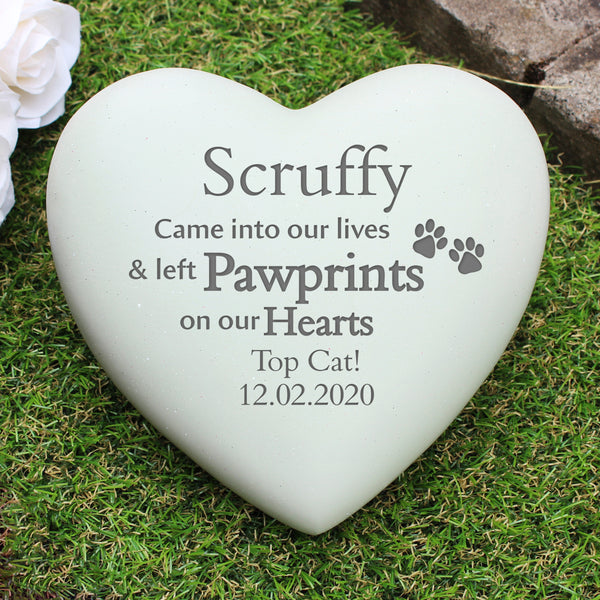 Buy Personalised Pet Pawprints Heart Memorial at www.giftsfinder.co.uk