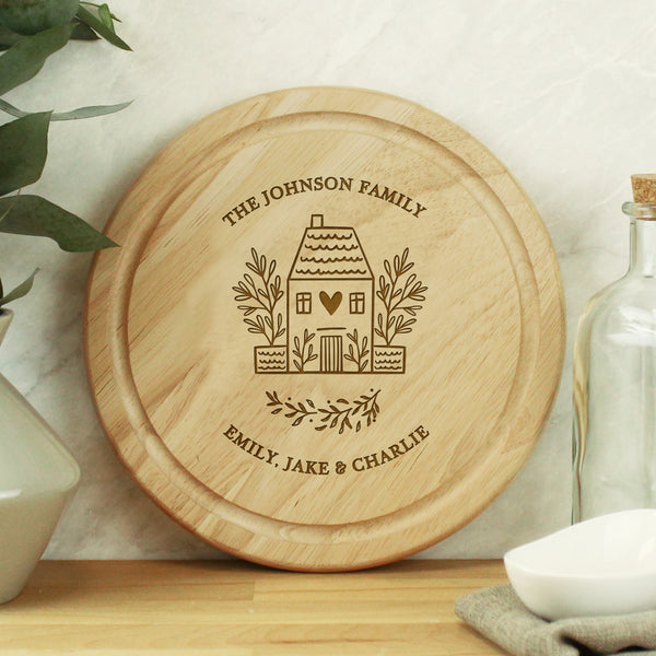 Buy Personalised HOME Round Chopping Board available now at www.giftsfinder.co.uk