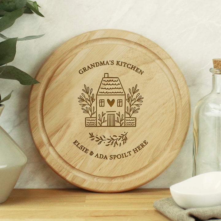 Buy Personalised HOME Round Chopping Board available now at www.giftsfinder.co.uk