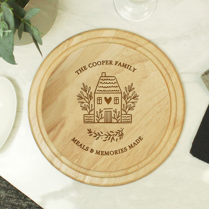 Buy Personalised HOME Round Chopping Board available now at www.giftsfinder.co.uk