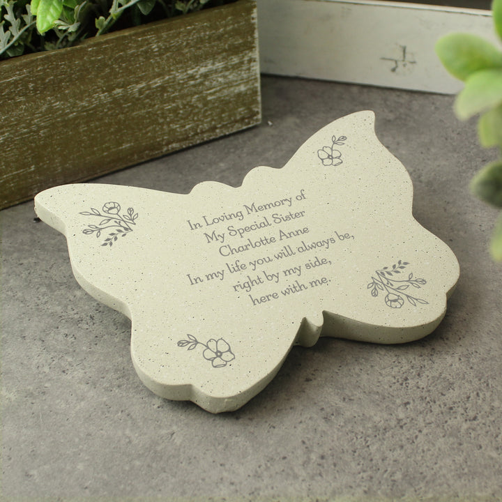 Buy Personalised Floral Memorial Resin Butterfly available now at www.giftsfinder.co.uk