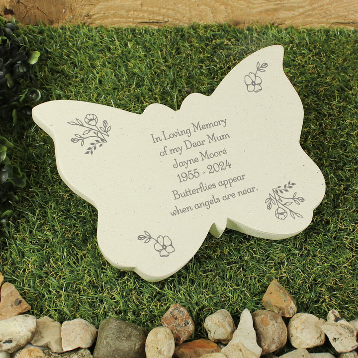 Buy Personalised Floral Memorial Resin Butterfly available now at www.giftsfinder.co.uk