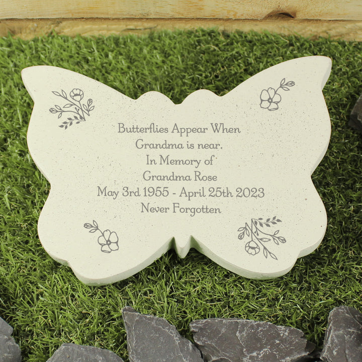 Buy Personalised Floral Memorial Resin Butterfly available now at www.giftsfinder.co.uk