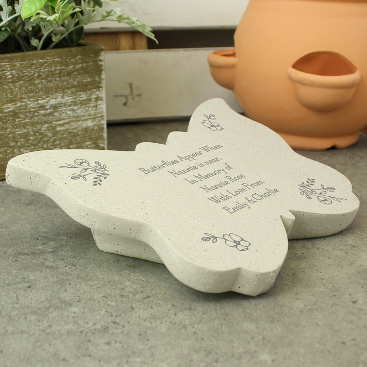 Buy Personalised Floral Memorial Resin Butterfly available now at www.giftsfinder.co.uk