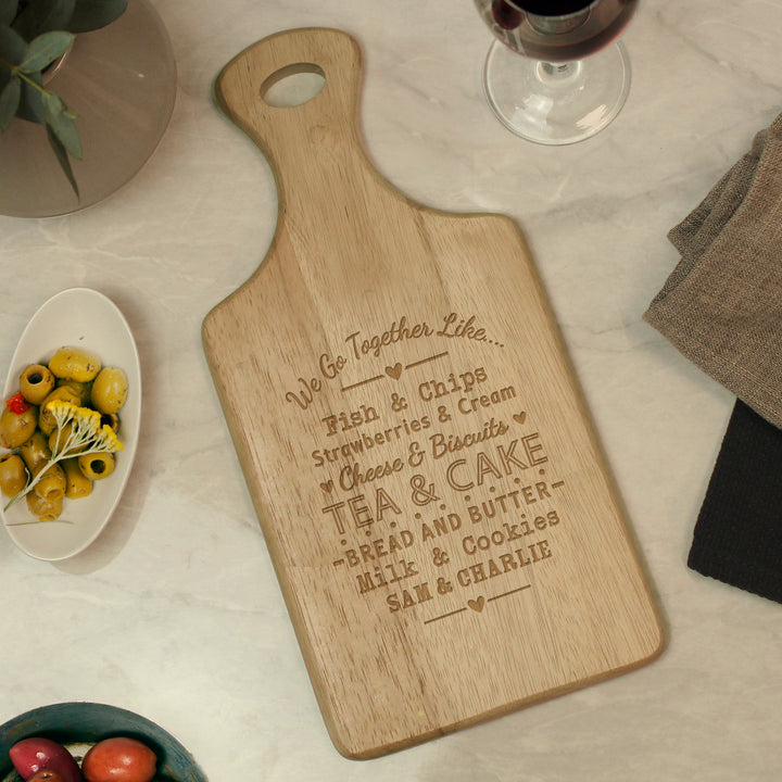 Personalised We Go Together Wooden Paddle Board in gift category Kitchen, Baking & Dining Gifts