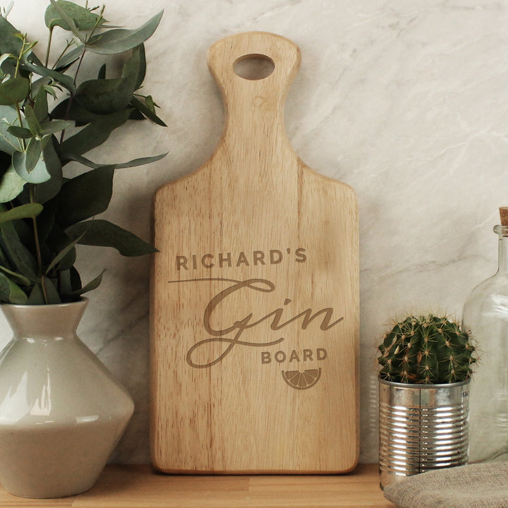 Buy Personalised Gin Wooden Paddle Board available now at www.giftsfinder.co.uk