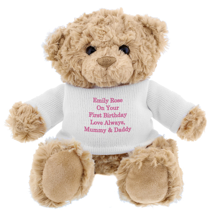 Buy Personalised Message Teddy Bear - Pink available now at www.giftsfinder.co.uk