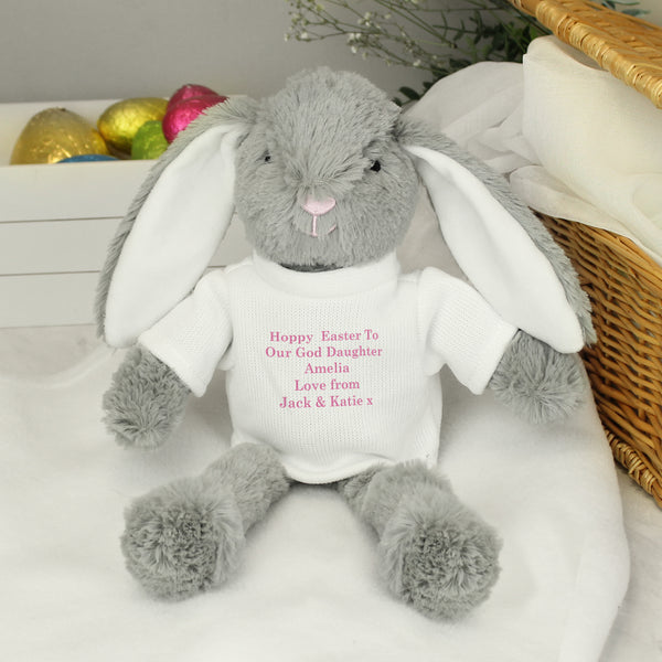 Buy Personalised Message Bunny Rabbit In Jumper - Pink available now at www.giftsfinder.co.uk