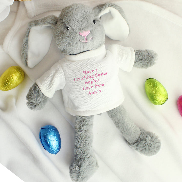 Buy Personalised Message Bunny Rabbit In Jumper - Pink available now at www.giftsfinder.co.uk