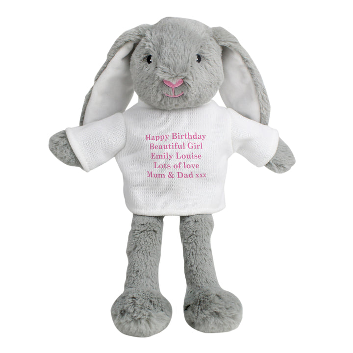 Buy Personalised Message Bunny Rabbit In Jumper - Pink available now at www.giftsfinder.co.uk