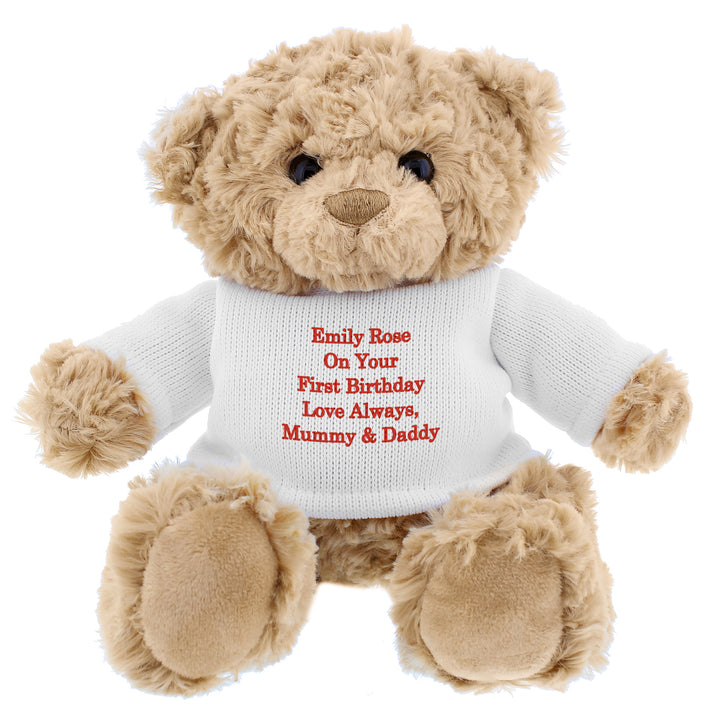 Personalised Teddy Bear - Red Message in gift category Personalised Teddy Bears