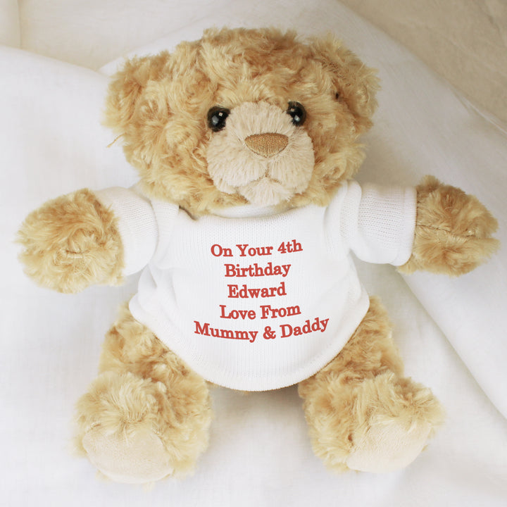 Personalised Teddy Bear - Red Message in gift category Personalised Teddy Bears