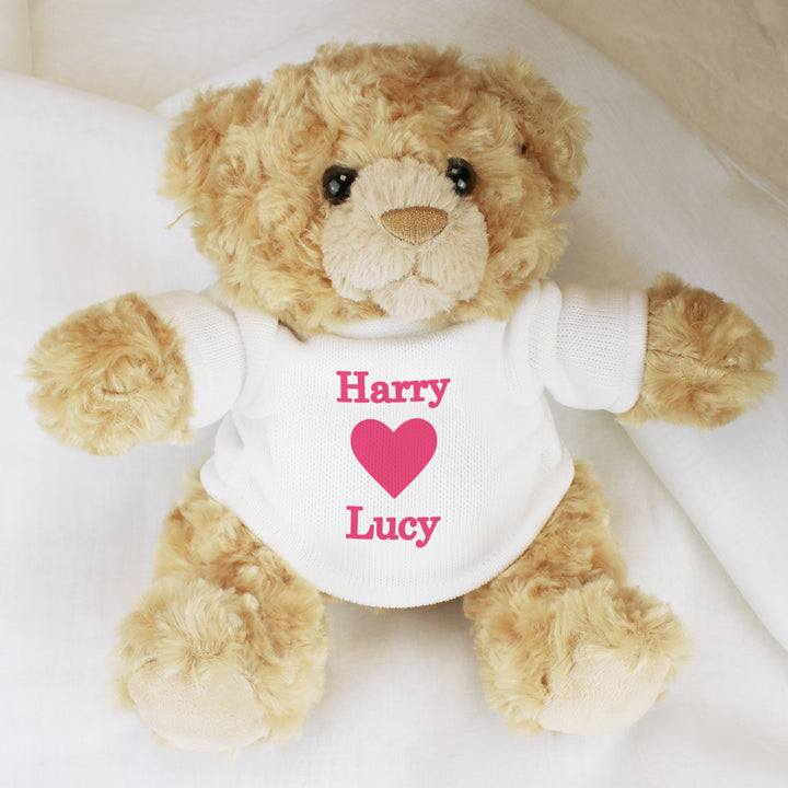 Buy Personalised Love Heart Teddy Bear - 2 Names available now at www.giftsfinder.co.uk