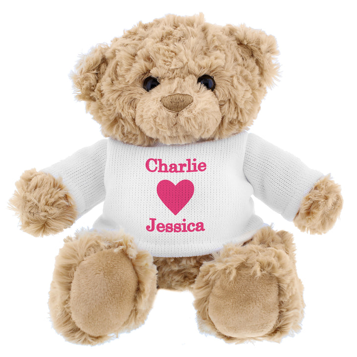 Buy Personalised Love Heart Teddy Bear - 2 Names available now at www.giftsfinder.co.uk