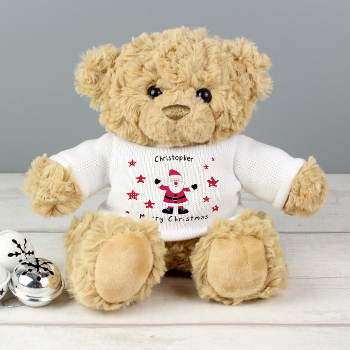 Personalised Spotty Santa Teddy Bear in gift category Personalised Teddy Bears