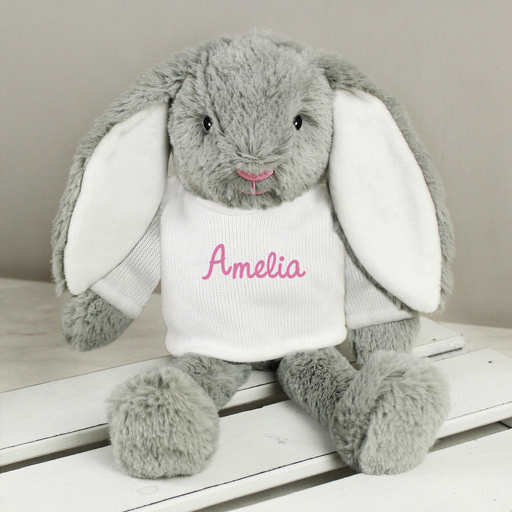 Personalised Name Only Bunny Rabbit - Pink - part of the Gifts Finder Personalised Teddy Bears collection